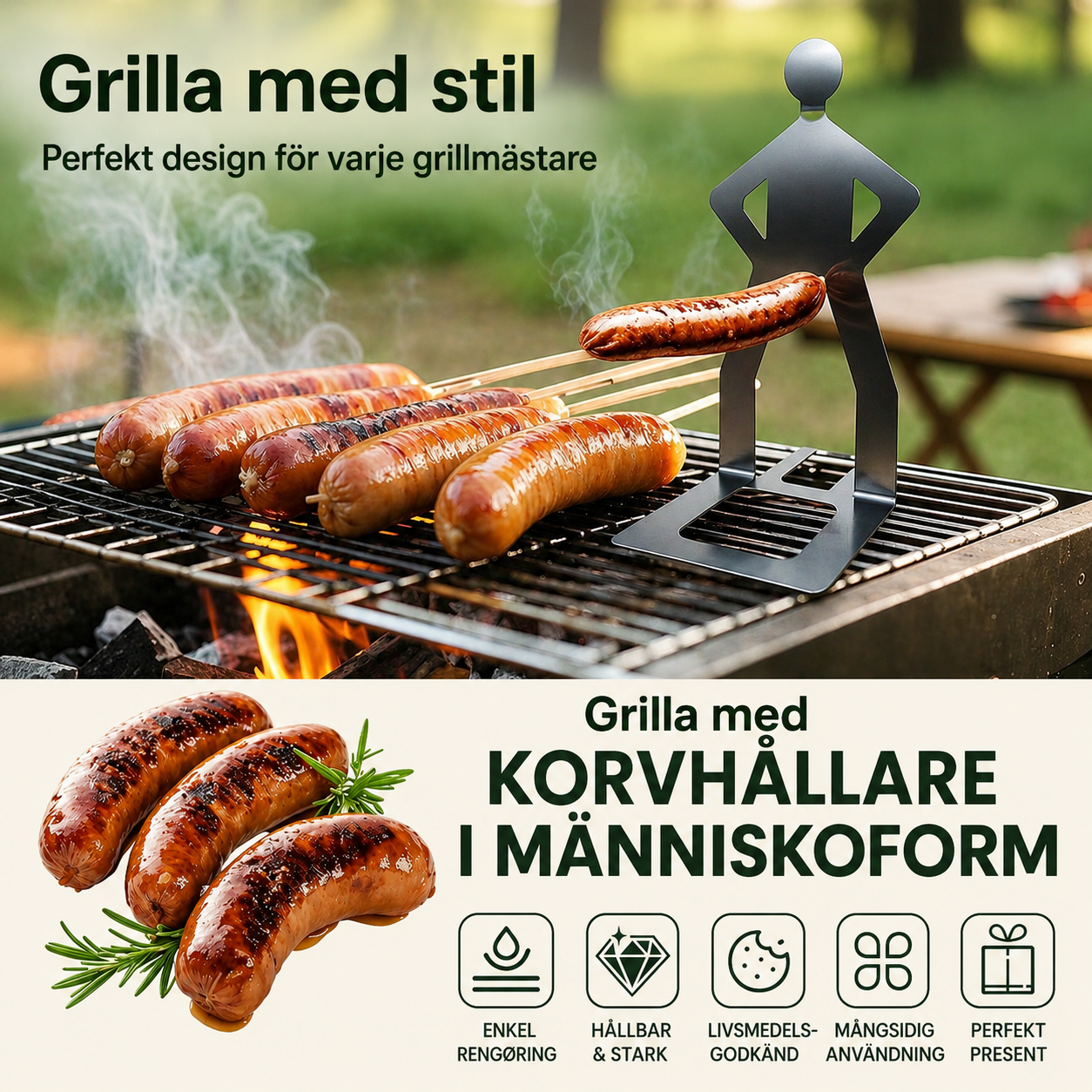 GrillGlädje™ Korvhållare – Perfekt grillning utan krångel (och med ett leende)