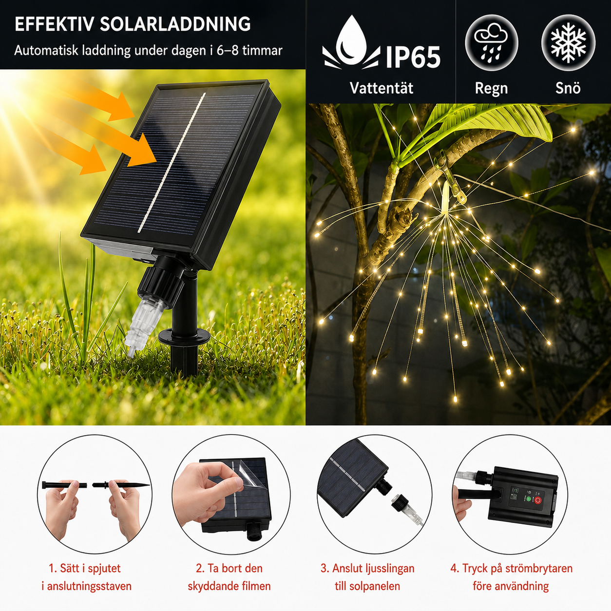 SolarGlow™ Solcells-Ljuskulor – Skapa magisk stämning i trädgården utan sladdar