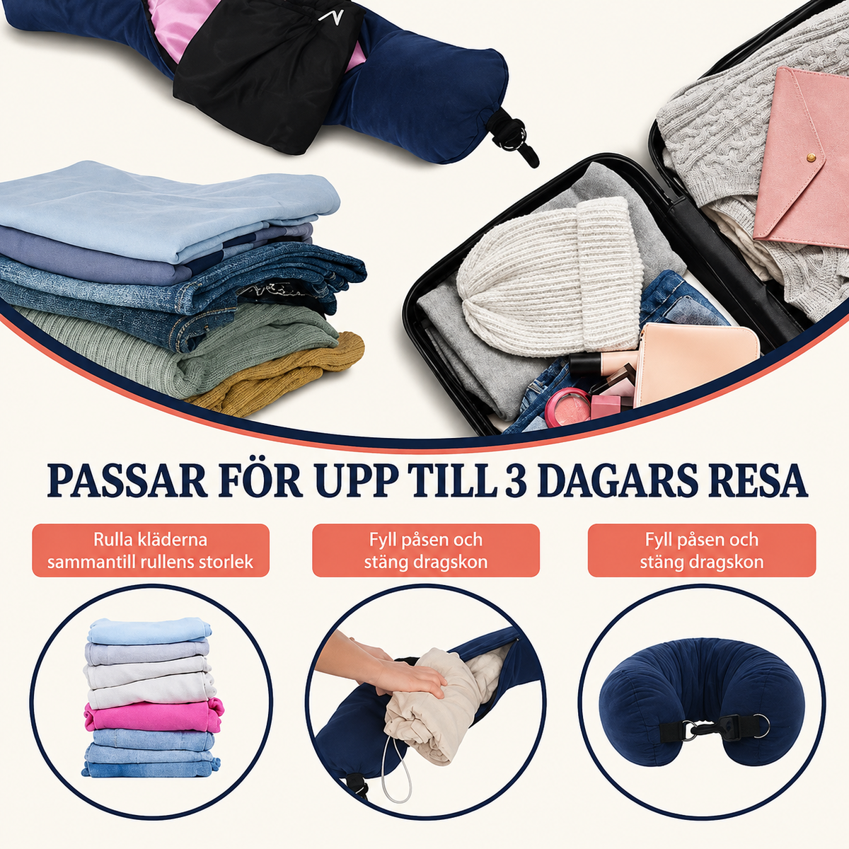 ReseKudde™ | Nackkudden med dold plats för extra bagage