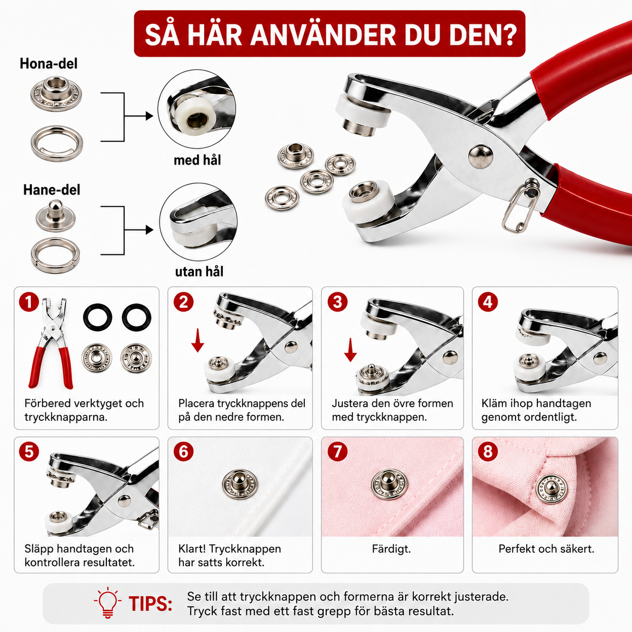 ClickFix™ Knappverktyg – Fäst perfekta knappar på sekunder