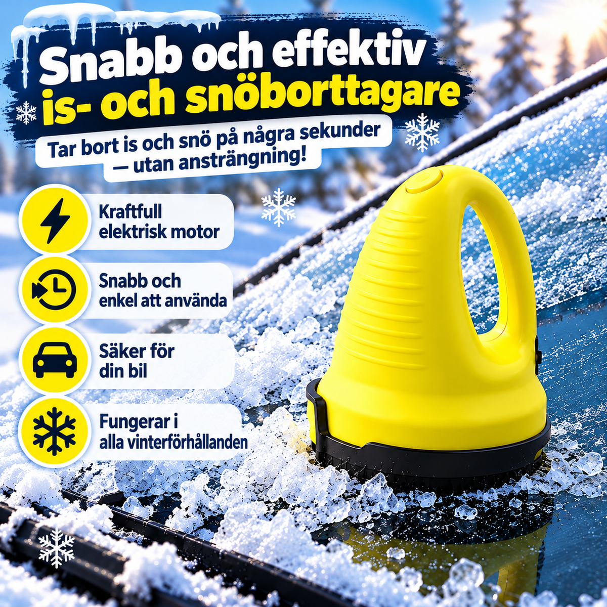 IsFri™ – Ta bort is från bilrutan på några sekunder med den kraftfulla, sladdlösa isskrapan