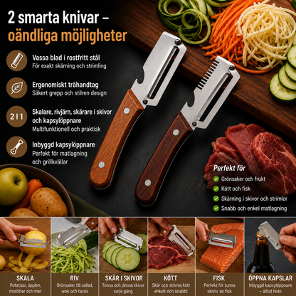 SkärMästare™ Duo – Skiva, skala & strimla på sekunder
